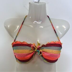◾️Victoria Secret Multicolour Crochet Tie Back Halter Bikini Top